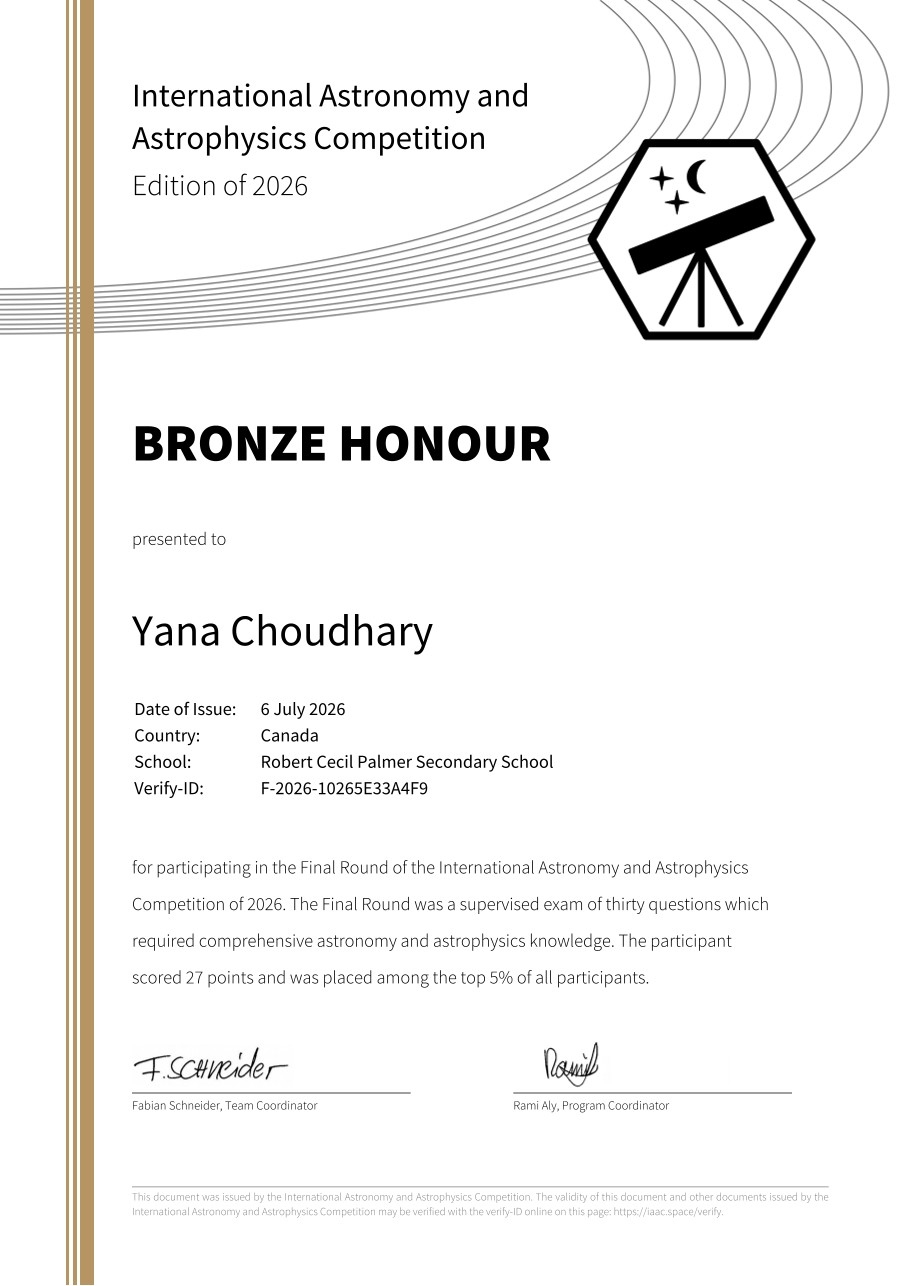 IAAC 2026 — Bronze Honour, Final Round, top 5% of participants