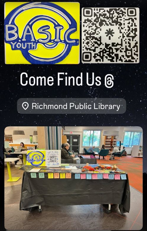 BASIC Youth Astro Initiative community table at the Richmond Public Library